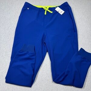 Figs Men's Royal Blue Joggers with Neon Accents